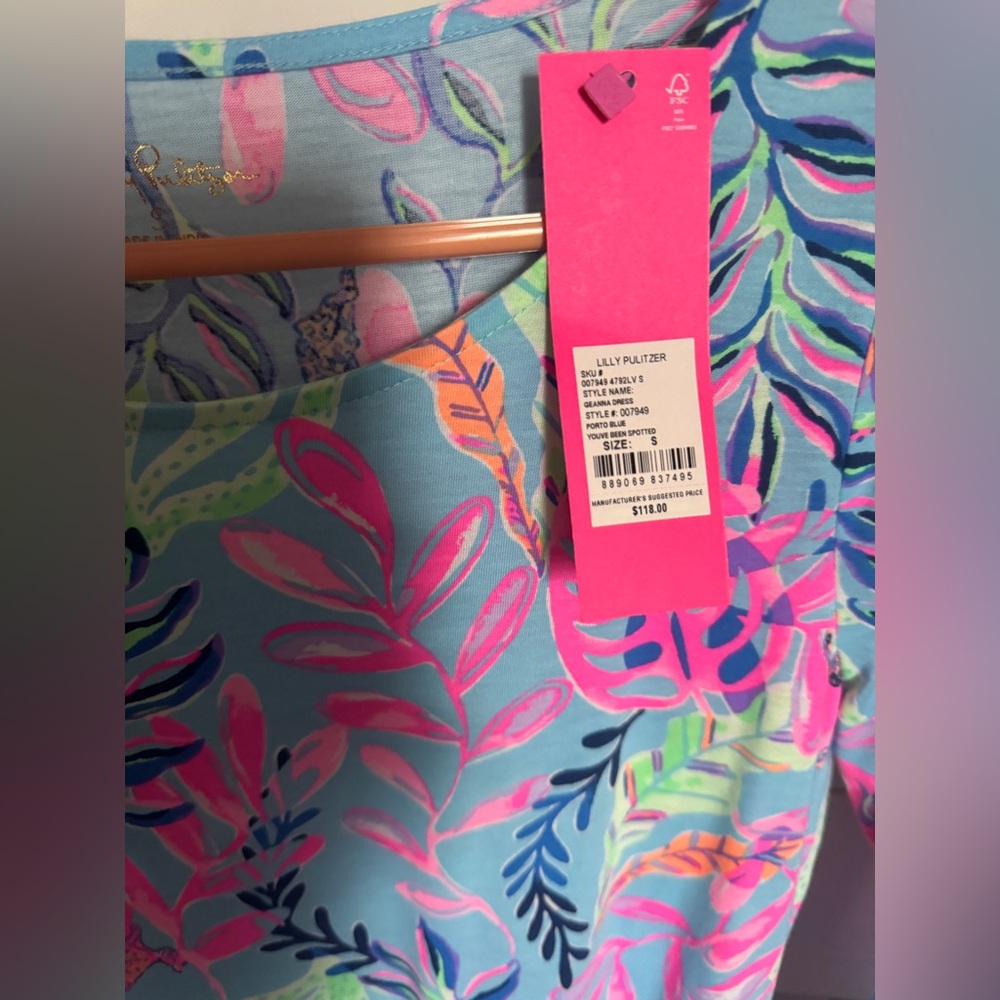 NWT Lilly Pulitzer Geanna Swing Dress Porto Blue Youve Been Spotted S Small new - Picture 2 of 2